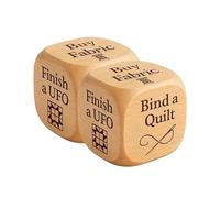 Quilter’s Dice, 6 Sided Handmade Wooden Quilter’s Decision Dice with Engraved Quilting Tasks, Buy Fabric, Finish a UFO, Bind a Quilt, Organize Stash, Fun Sewing Tool for Quilters & Crafters (2PCS)