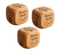 Quilter’s Dice, 6 Sided Handmade Wooden Quilter’s Decision Dice with Engraved Quilting Tasks, Buy Fabric, Finish a UFO, Bind a Quilt, Organize Stash, Fun Sewing Tool for Quilters & Crafters (3Pcs)