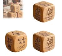 Quilter’s Dice, Handmade Wooden Quilting Decision Dice with 6 Engraved Sewing Tasks with Buy Fabric Organize Stash Start Project for DIY Sewing Enthusiasts (3 sets)