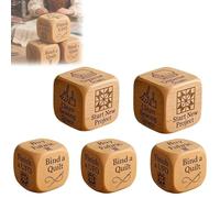 Quilter’s Dice, Handmade Wooden Quilting Decision Dice with 6 Engraved Sewing Tasks with Buy Fabric Organize Stash Start Project for DIY Sewing Enthusiasts (5 sets)