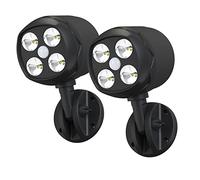 Quiltered Motion Sensor Outdoor Lights, Battery Operated Outdoor Lights, 600LM Motion Detector Lights for Outside, 6000K LED Security Light Battery Powered Spotlight for House Wall, Black(2 Pack)