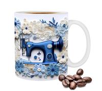 Quilters Coffee Mug - Flat Printed Quilting Machine Design Ceramic Mug For Coffee,Flat Printed Water Hollow Ceramic Cup For Cocoa Water Tea Coffee