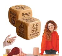 Quilter's Dice, 2 Piece Wooden Decision Dice with 6 Engraved Quilting Tasks, Fun Practical Tool for DIY Sewing Enthusiasts for Quilters, Sewists & Craft Lovers (2pcs)