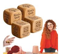 Quilter's Dice, 2 Piece Wooden Decision Dice with 6 Engraved Quilting Tasks, Fun Practical Tool for DIY Sewing Enthusiasts for Quilters, Sewists & Craft Lovers (4pcs)