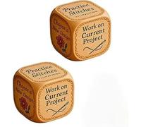 Quilter's Dice, 2PCS Handmade Embroidery Wooden Dice, Fun Quilting Decision Dices with 6 Engraved Tasks, Creative DIYs Embroiderer Sewing Dices Practical Tool, for Sewing Lovers Gift