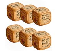 Quilter's Dice, 6PCS Handmade Embroidery Wooden Dice, Fun Quilting Decision Dices with 6 Engraved Tasks, Creative DIYs Embroiderer Sewing Dices Practical Tool, for Sewing Lovers Gift