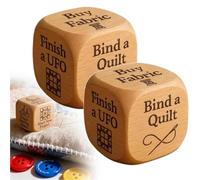 Quilter's Dice, Roll Your Next Creative Move, 6 Sided Handmade Wooden Quilter’s Decision Dice, Creative Sewing Decision Dices,6 Sided Engraved Decisions Dices with Engraved Quilting Tasks (2Pcs)
