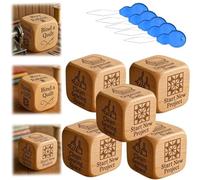 Quilter's Dice Set, Handmade Wooden 6 Sided Engraved Decision Dice with Engraved Quilting Tasks, Sewing Room Decor for Quilting Tasks for Quilters & Sewing Lovers to Overcome Quiltings (5pcs)