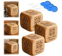 Quilter's Dice Set, Handmade Wooden 6 Sided Engraved Decision Dice with Engraved Quilting Tasks, Sewing Room Decor for Quilting Tasks for Quilters & Sewing Lovers to Overcome Quiltings (3pcs)