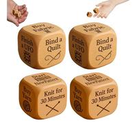Quilter's Dice, Wooden Decision Dice With 6 Engraved Quilting Tasks, Handmade Wooden Quilting Decision Dices For Sewing Enthusiasts Fun Gift (4 PC)