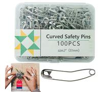 Quilting Basting Pins, Curved Quilt Pins, 100 Curved Safety Basting Pins, Clothes Pegs Tool with Transparent Storage Box For Quilting