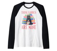 Quilting Cat Fabric Hoarding Sewing Black Kitten Art Quilter Raglan Baseball Tee