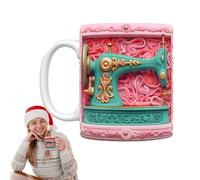 Quilting Coffee Mug, Sewing Coffee Mug | Ceramic Creative Coffee Mug | Multipurpose Dishwasher and Microwave Safe Painted Sewing Coffee Mug for Indoor, Home, Travel, Christmas