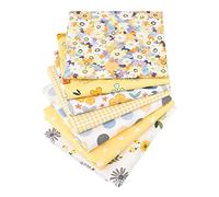 Quilting Cotton Fabric Patchwork Fabric Yellow Mixed Pattern Fat Quarters Fabric Bundles for Handmade Purse Pillowcase 7 Pieces 25x20cm