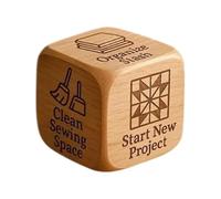 Quilting Decision Dice, Handmade Wooden 6-Sided Sewing Task Tool with Engraved Craft Prompts, Creative Presents for Quilters, Sewists, and Sewing Enthusiasts, Fun Room Accessory, Special Crafts Idea