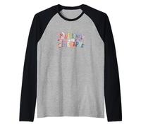 Quilting is My Therapy Colorful Sewing Raglan Baseball Tee