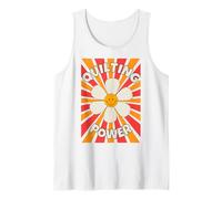 Quilting Power Retro Flower Daisy Graphic 1960s 1970s Design Tank Top