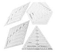 Quilting Rulers, 4pcs Sewing Ruler with 60 Degree Triangle and Diamond, 45 Degree Diamond, Hexagon Shape Templates, Transparent Patchwork Sewing Cutting Craft Ruler(transparent)