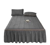 Quilting Soft Single Fitted Quilted Bedspread Thick Warmfor Winter Ruffle Bed Skirt Crystal Velvet Wrap Around Bedskirt 17.7 Inch Drop Machine Wash Mattress Protective Cover(Gray,Single -90x200cm)