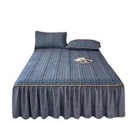 Quilting Soft Single Fitted Quilted Bedspread Thick Warmfor Winter Ruffle Bed Skirt Crystal Velvet Wrap Around Bedskirt 17.7 Inch Drop Machine Wash Mattress Protective Cover(Blue,Small Double -120*200