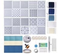 Quilting Stencils, 20-Piece Geometric Reusable Patch Patterns - Stencil Patch Set for Clothing - for Fabrics, Jeans, Shirts, Bags, Quilts, Garments, Home, Art Lessons