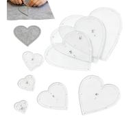 Quilting Template Set, Precision 8-Piece Heart Shape, Acrylic Cutting Ruler with Clear Build, Guide Heart Pattern with Modern Style, Template for Beginners and Fabric Craft