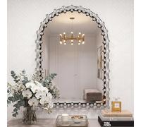 QuiltMuse Large Jeweled Mirror for Wall Decor, Luxury Sparkling Diamond Mirror Beveled Modern Wall Decoration for Bathroom, Living Room, Hallway, Entryway 28"x20"