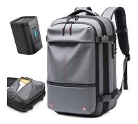 Quincry - Vacpack - Expandable Backpack with Vacuum Compression System for Travel, 50 Liter Inflatable Backpack, A-grey-with Air Pump, L