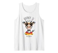 Quincy Illinois USA Funny Cow Cartoon Design Tank Top