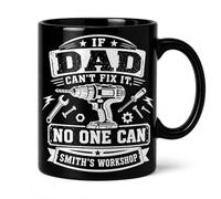 QuindaUK Personalised Daddy Workshop Mug, Custom Coffee Cup Gift for Papa from Daughter and Son, If Dad Can’t Fix It No One Can, Father’s Day Birthday Present