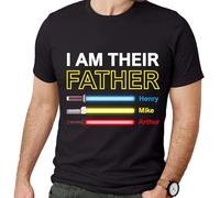 QuindaUK Personalised I Am Their Father T Shirt - Custom Star-Themed Shirt for Father, Dad, Papa or Husband from Kids, Perfect for Father’s Day or Birthdays