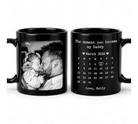 QuindaUK Personalised The Day You Became My Daddy Mug, First Fathers Day Gift from Baby, Ceramic Coffee Mug for Dad Daddy Grandad, Birthday Present from Daughter Son Kids Bump