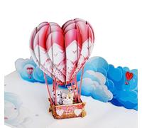 QuindaUK Valentines Day Pop Up Card for Significant Other, 3D Anniversary Wedding Birthday Mothers Day Card (Size 20x15 cm - Cute Cats Airballoon)