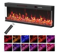 Quiniver 50 Inch Ultra-Slim 3-Sided Built-in Electric Fireplace - 270° Recessed Electric Fireplace with 12 Colour Adjustable Flame, Touch Screen & Remote, for Sliding Cabinet/Wall Recess, UKCA/CE