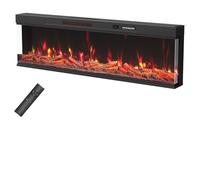 Quiniver 60 Inch Ultra-Slim 3-Sided Built-in Electric Fireplace - 270° Recessed Electric Fireplace with 12 Colour Adjustable Flame, Touch Screen & Remote, for Sliding Cabinet/Wall Recess, UKCA/CE