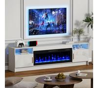 Quiniver 80" Electric Fireplace TV Stand With 36" Electric Fire White