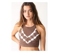 Quinn Herringbon Tie-Dye Crop Top Brown XS