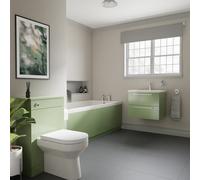 Quinn Straight Single Ended Bathroom Suite including Furniture Set with Polished Chrome Handles | Olive Green | ABS Polished Chrome | 1800mm