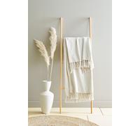 'Quinn' Subtle Woven Stripe Throw Drift Home Cream 200cm x 200cm
