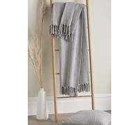 'Quinn' Subtle Woven Stripe Throw Drift Home Grey 200cm x 200cm