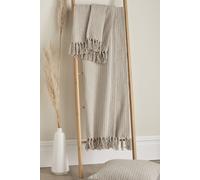 'Quinn' Subtle Woven Stripe Throw Drift Home Natural 130cm x 180cm