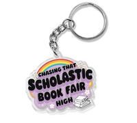 QUINNIAN Book Keychain 2 Inches Acrylic Material Key Ring Accessories for Motorcycles Cars Backpack Handbag, Chasing That Scholastic Book Fair High, 2 Inches