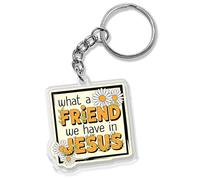 QUINNIAN God Keychain 2 Inches Acrylic Material Key Ring Key Chain Accessories for Motorcycles Cars Backpack Handbag, What a Friend We Have in Jesus, 2"
