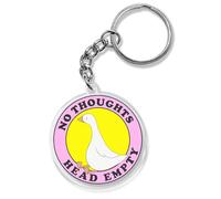 QUINNIAN Silly Goose Keychain 2 Inches Acrylic Material Key Ring Key Chain Accessories for Motorcycles Cars Backpack Handbag, No Thoughts Head Empty, 2"