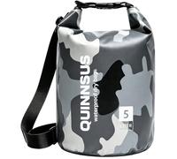 Quinnsus Waterproof Dry Bag Backpack 5L - Roll Top Floating Sack Keeps Gear Dry for Kayaking, Boating, Fishing, Camping, Swimming & Hiking, Beach Accessories Grey Camo
