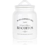 Quinta de Jugais Ceramic Jar with Apple & Cinnamon Biscuits - 150g Crunchy Cookies in Reusable Decorative Jar - Portuguese Recipe