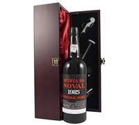 Quinta do Noval Vintage Port 1985 presented in a silk lined wooden box with four wine accessories 1 x 750ml