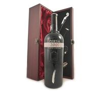 Quinta do Portal Vintage Port 2007 in a silk lined wooden box with four wine accessories, 1 x 750ml