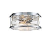 Quintiesse Ashland Bay 2 Light Bathroom Flush Ceiling Fitting In Polished Chrome Finish with Clear Seeded Glass