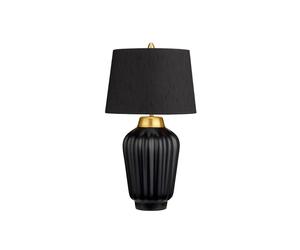 Quintiesse Bexley Single Light Table Lamp In Black & Brushed Brass With Black Faux Silk Shade